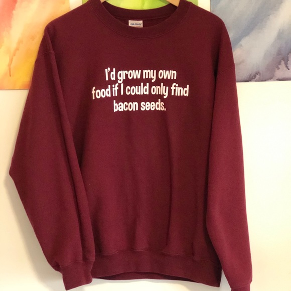 Maroon Bacon Crewneck Sweatshirt - Picture 1 of 2